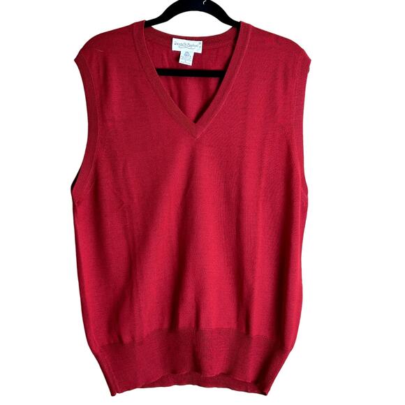 Vintage 80s 90s Tricots St. Raphael Men Size Large Pure Wool V Neck Sweater Vest - Picture 1 of 6